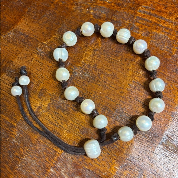 Rae Ramsey adjustable genuine pearl and leather bracelet ONE OF A KIND. RODEO - Picture 2 of 3